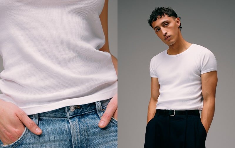 t shirt côtelé en coton