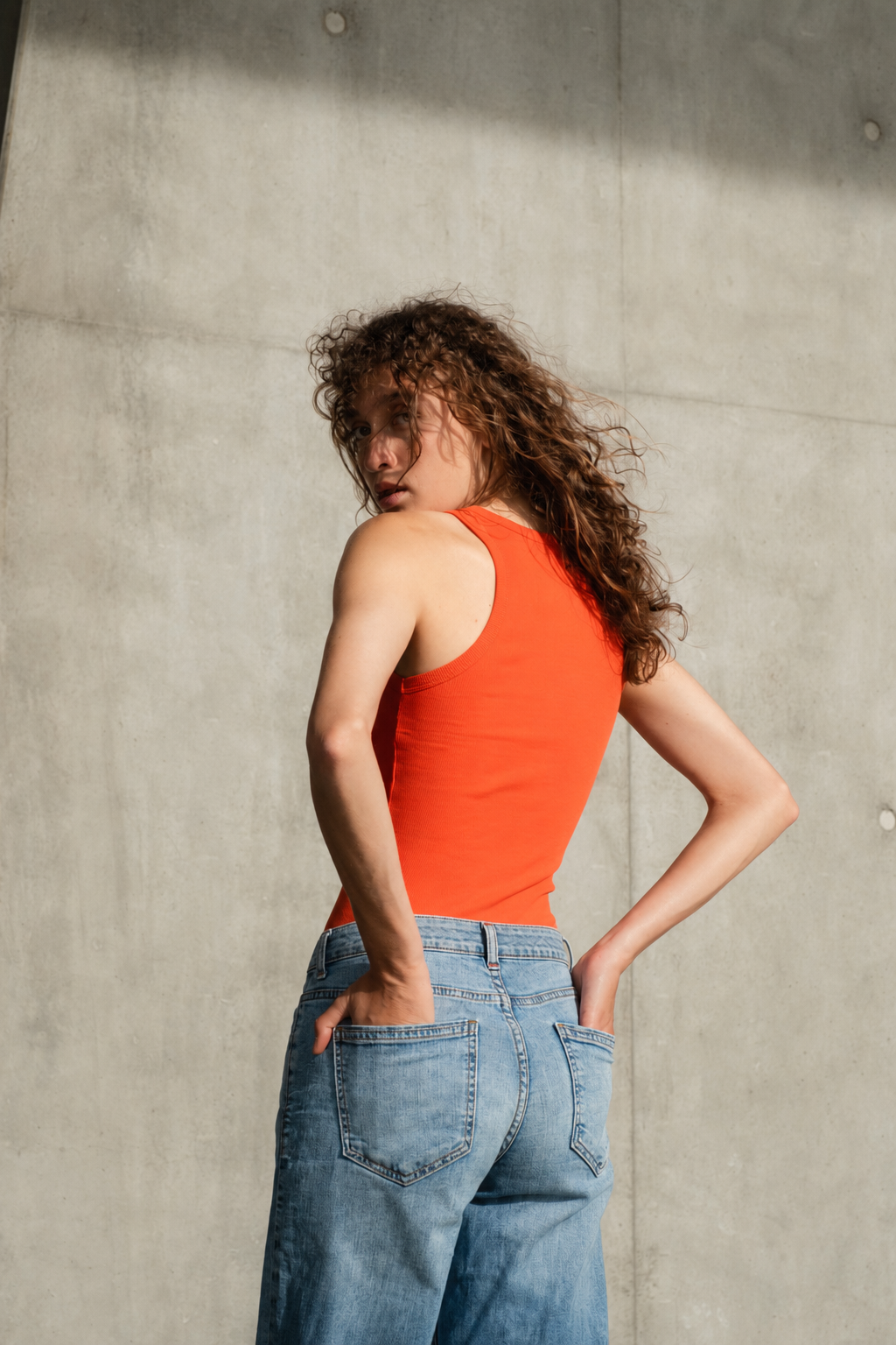 Debardeur Femme Orange en coton près du corps