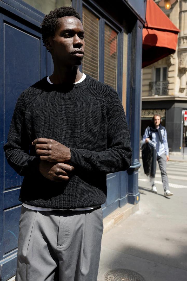 Pull Homme Laine Mérinos - Noir Charbon