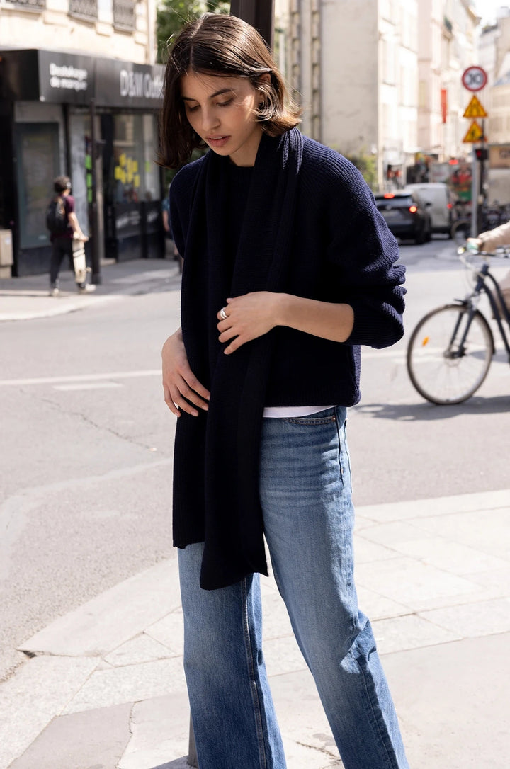 Pull Femme Marine en laine mérinos