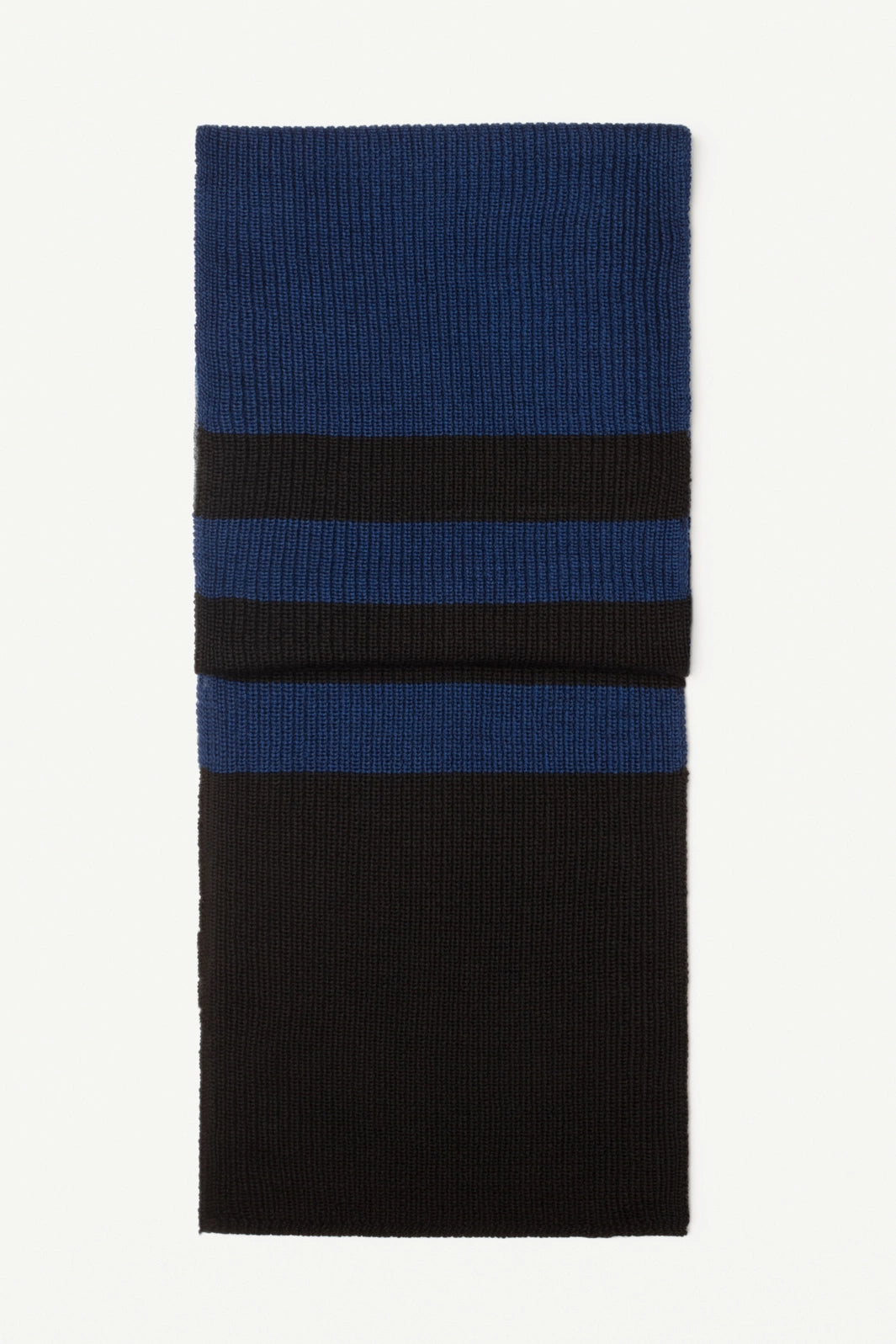 Echarpe Homme rayée laine Mérinos - Bleu / Noir