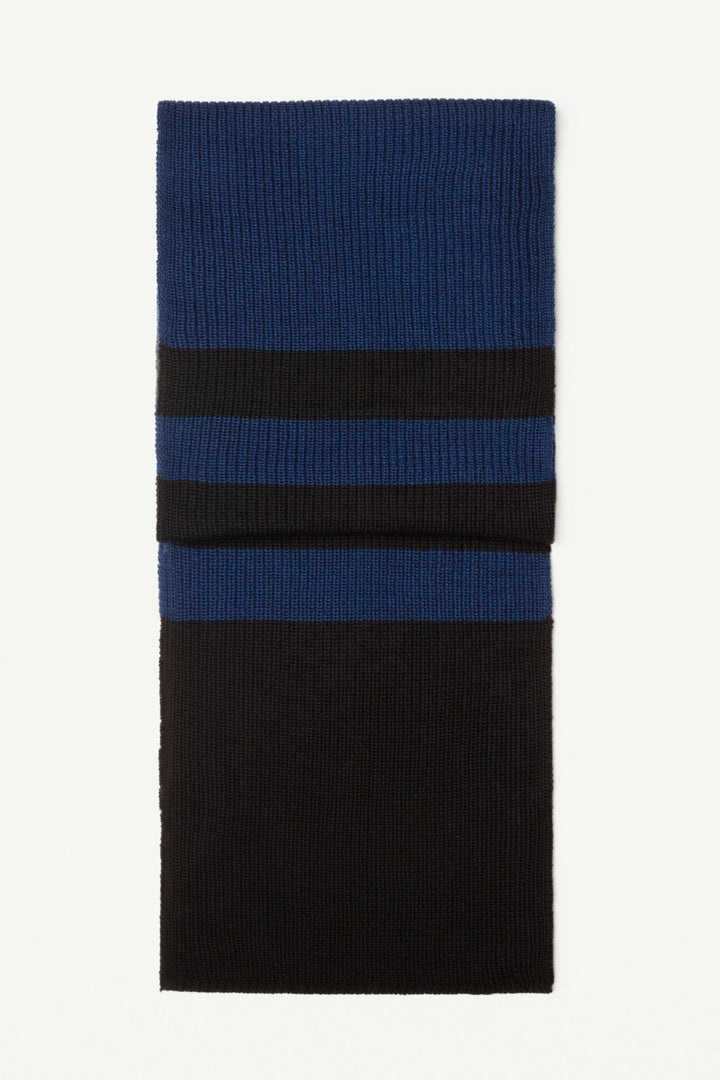 Echarpe rayée laine bleu et noir