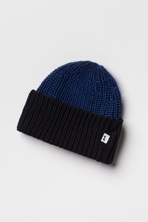 Bonnet Bleu Noir en Laine Mérinos