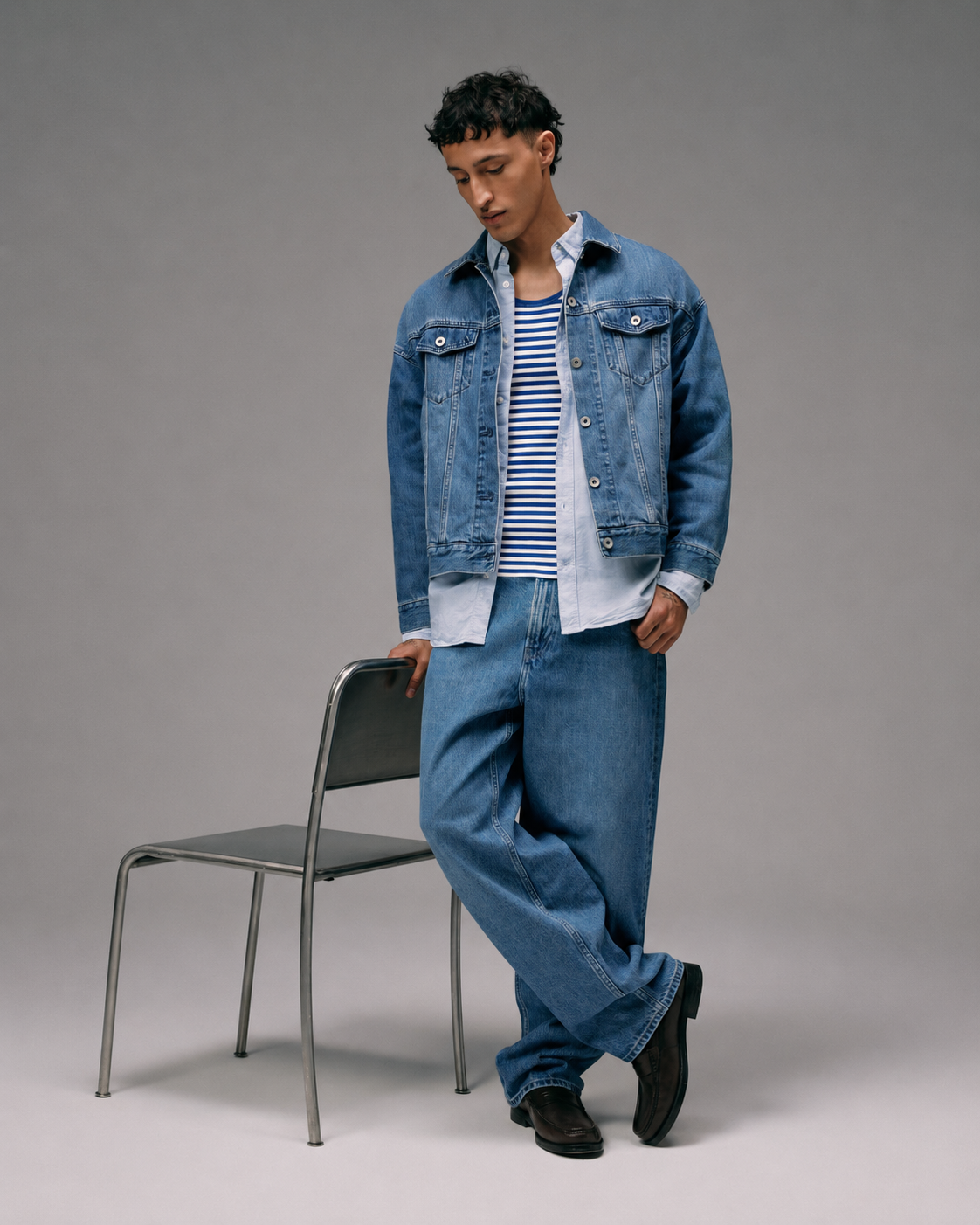 Débardeur Homme Marcel rayé bleu écru made in france