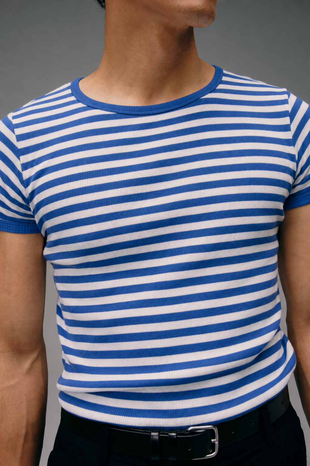Maillot de Corps Homme rayé bleu et ecru made in france