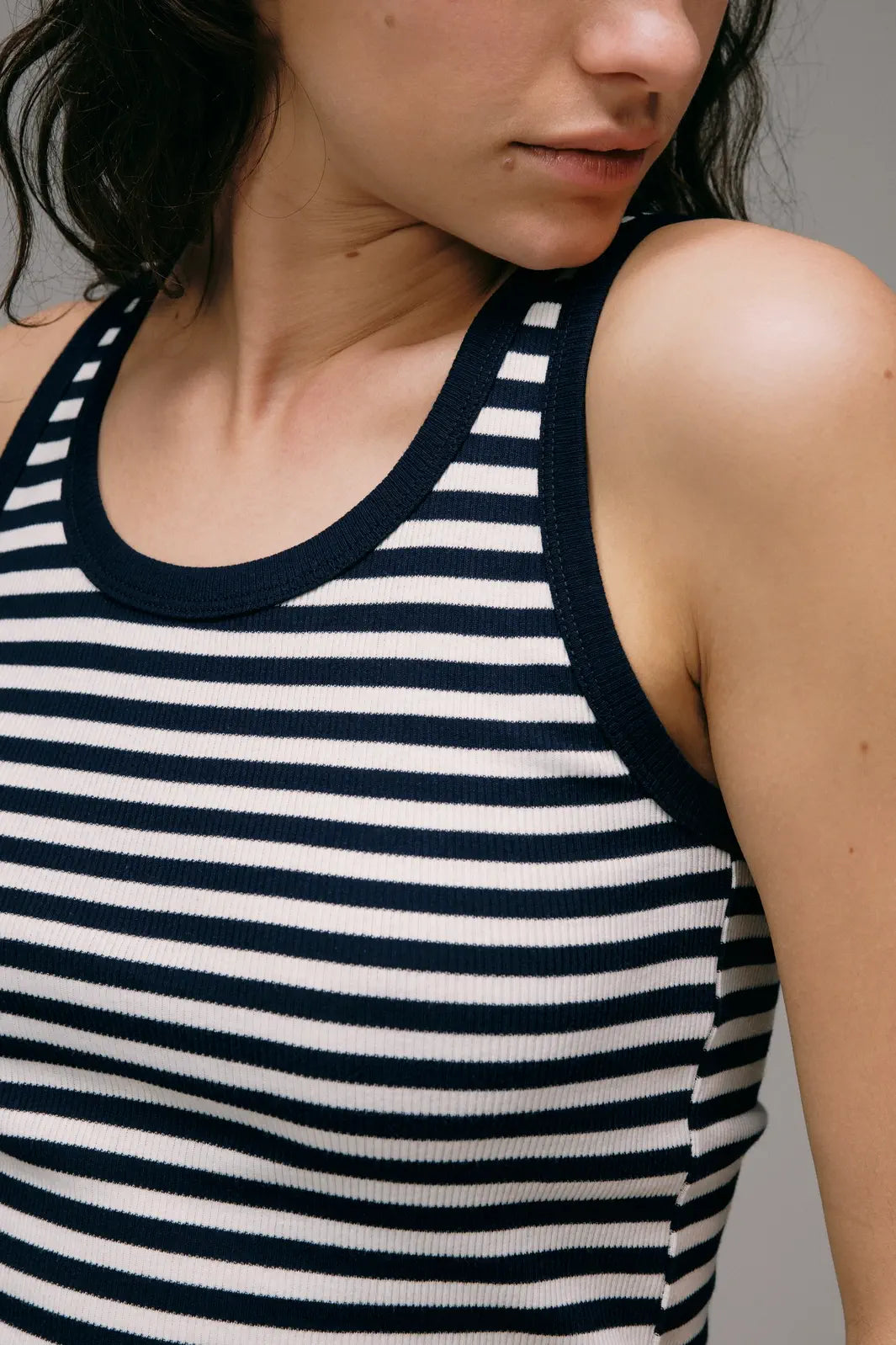 Débardeur Marinière Femme Bleu Marine en coton