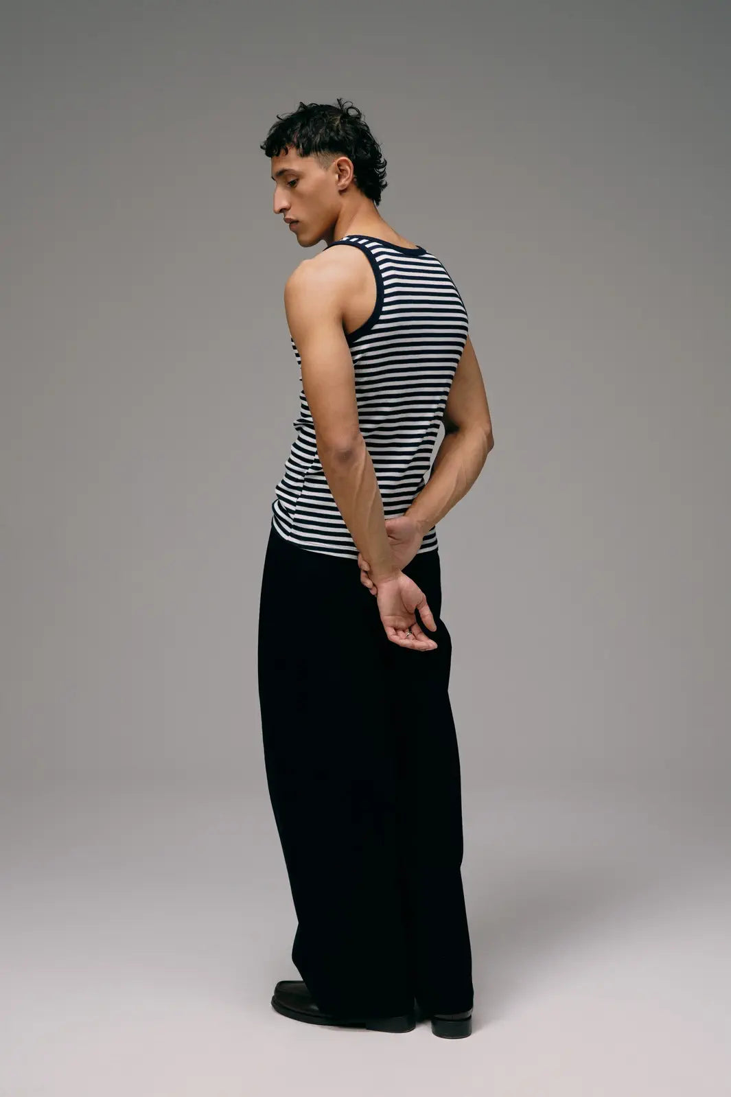 Débardeur Marcel Marinière Bleu Marine côtelé Homme