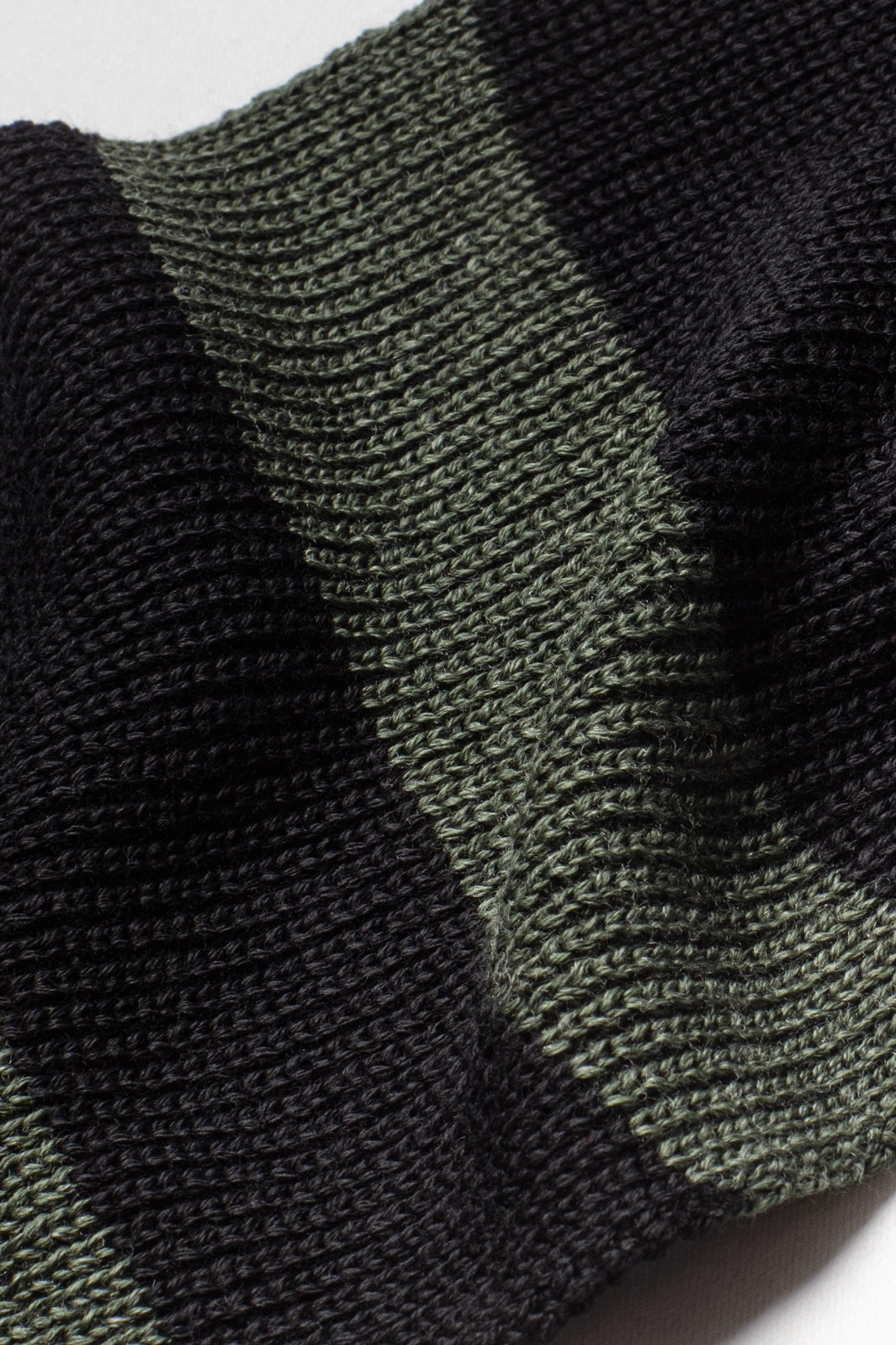 Echarpe chaude laine mérinos vert kaki et noir