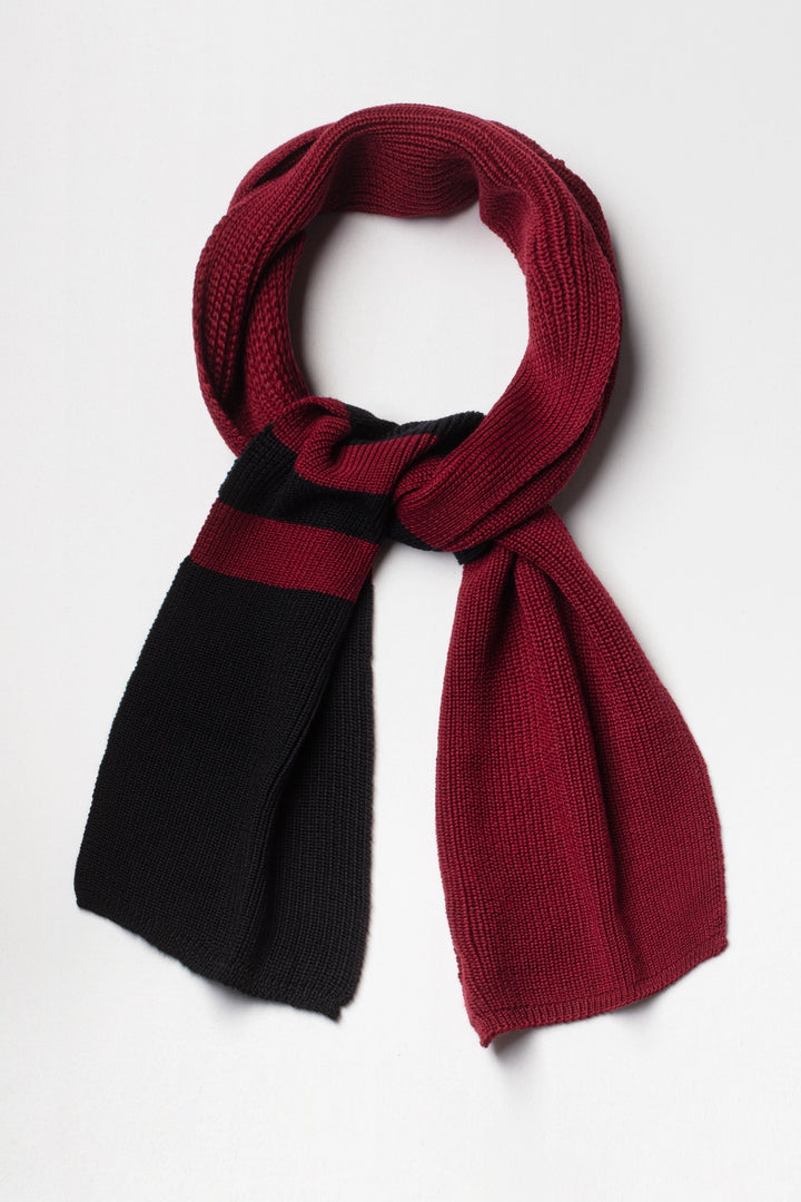 Echarpe laine mérinos rouge et noir