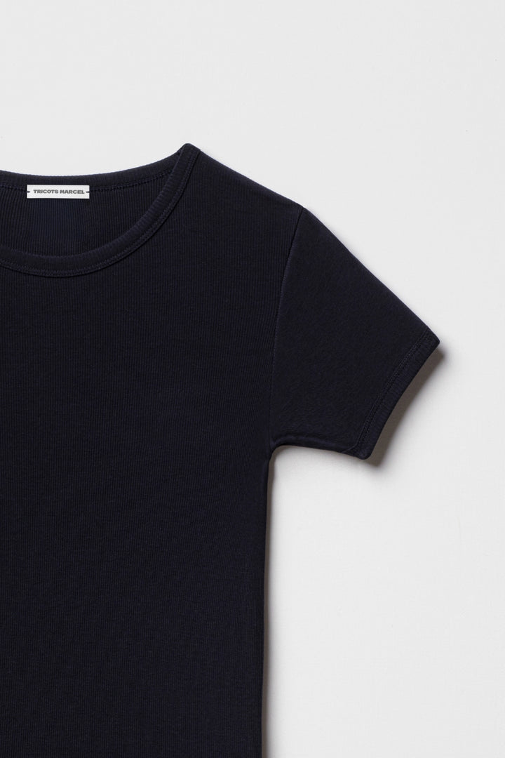 Maillot de Corps Bleu Marine en coton Manches courtes