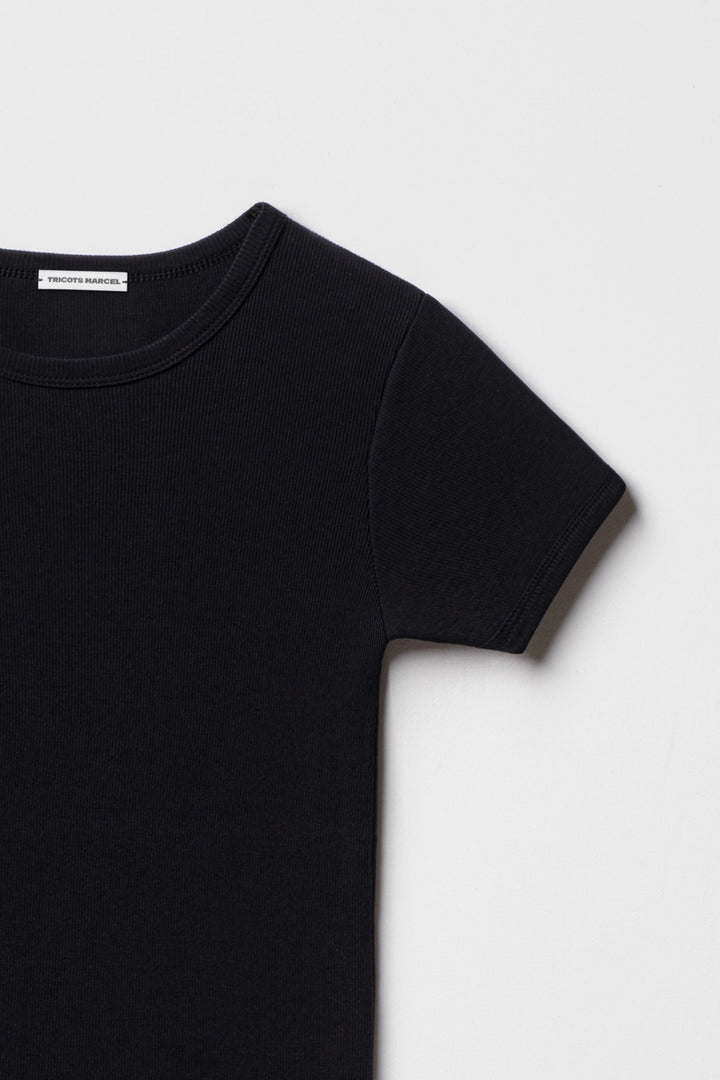 Maillot de Corps Noir en coton Manches Courtes