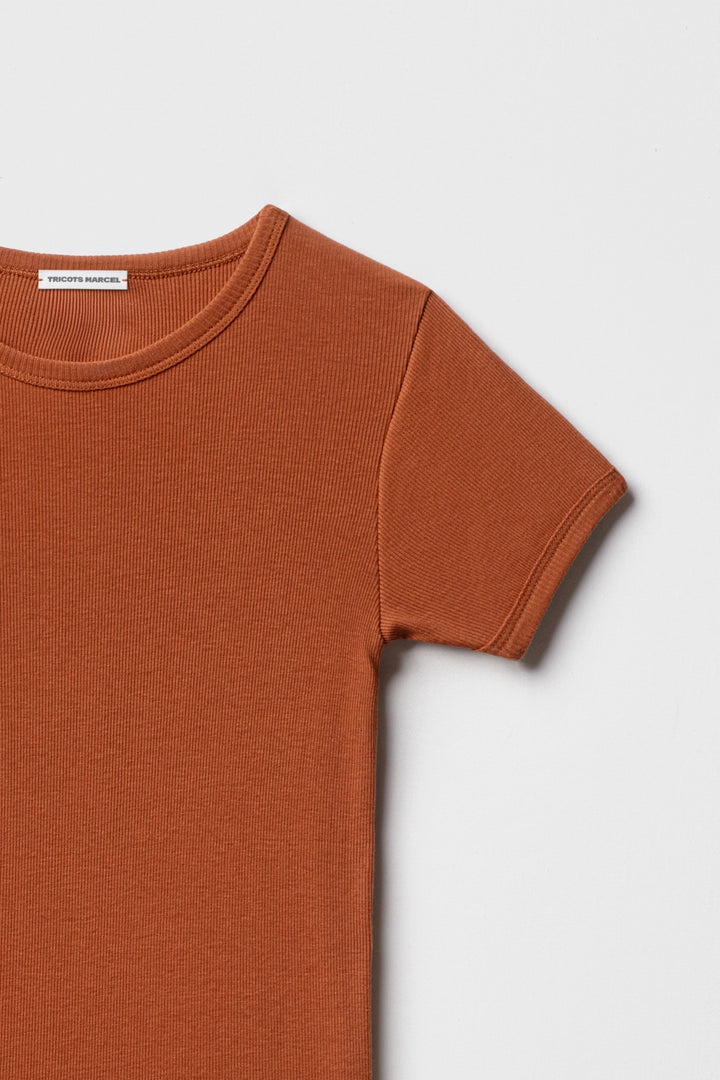 Maillot de Corps Marron Cognac Manches coutes