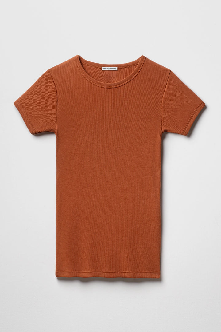 Maillot de Corps Marron Cognac en Coton made in France