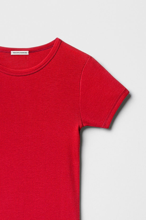 Maillot de corps Rouge en coton côtelé fabriqué en france