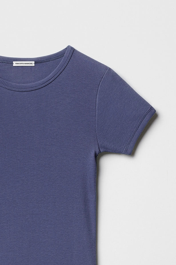 Maillot de corps violet en coton côtelé fabriqué en france