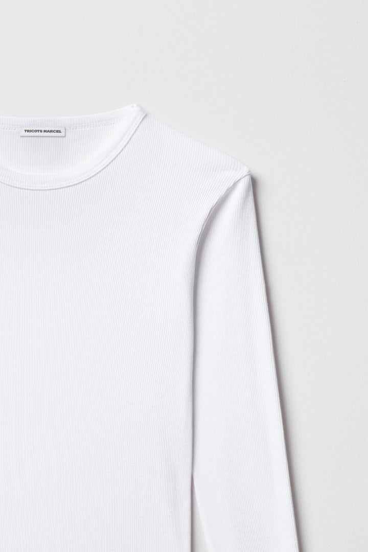 Maillot de Corps Blanc manches longues en coton