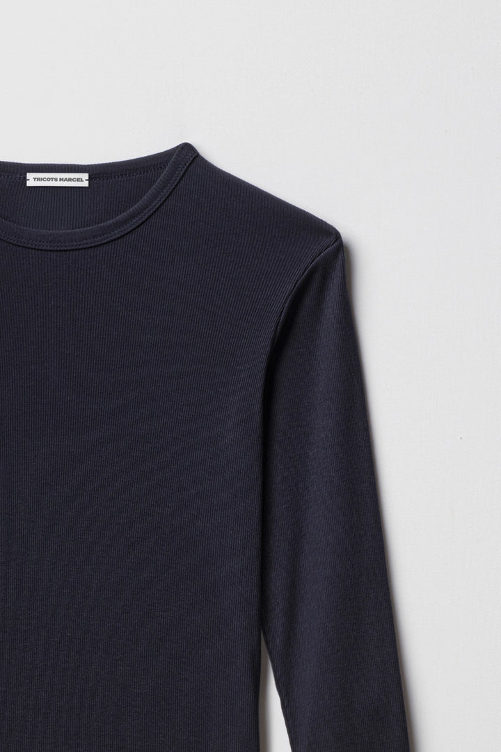 Maillot de Corps Bleu Marine manches longues coton