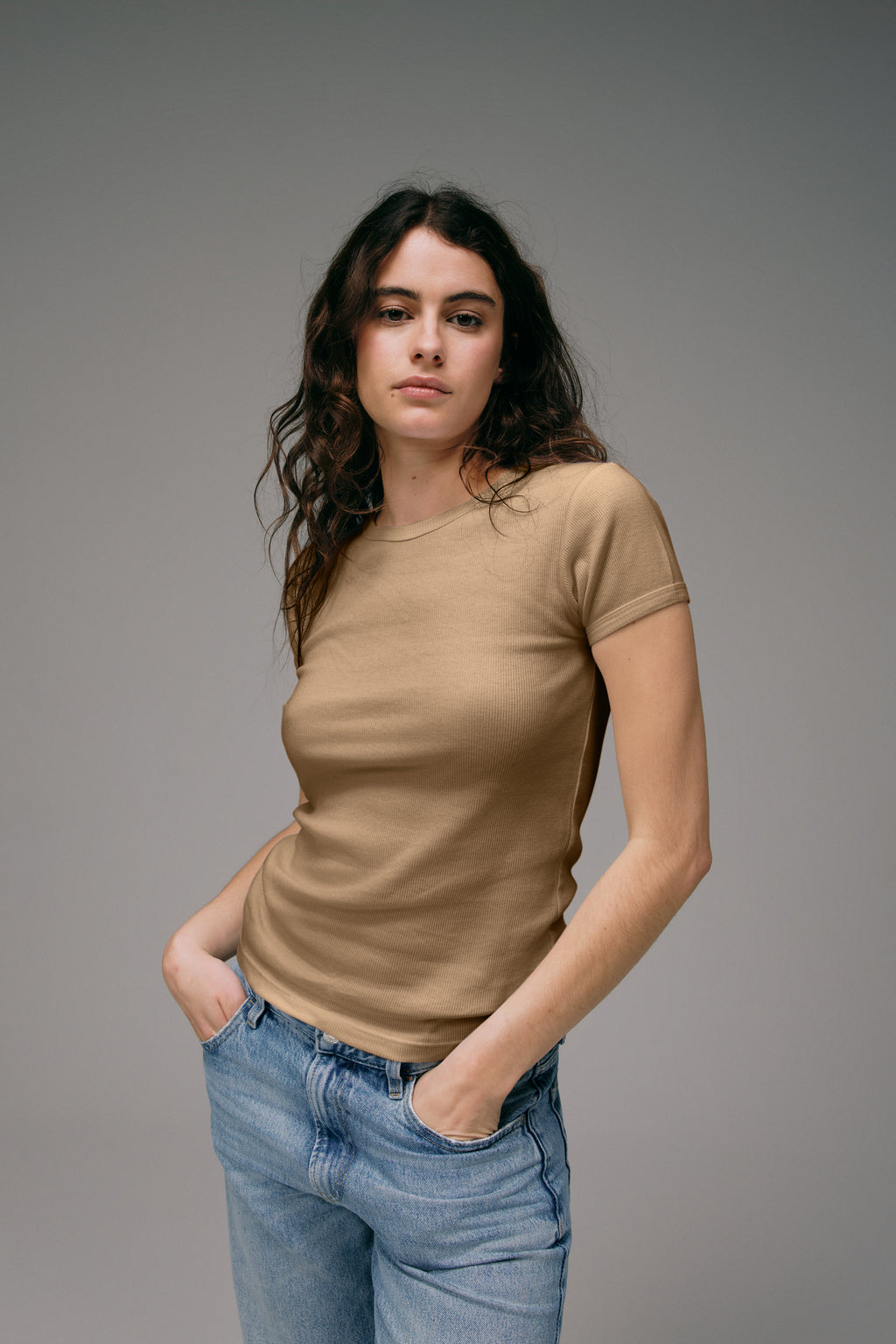 Maillot de Corps Femme Beige Kraft en coton Pima
