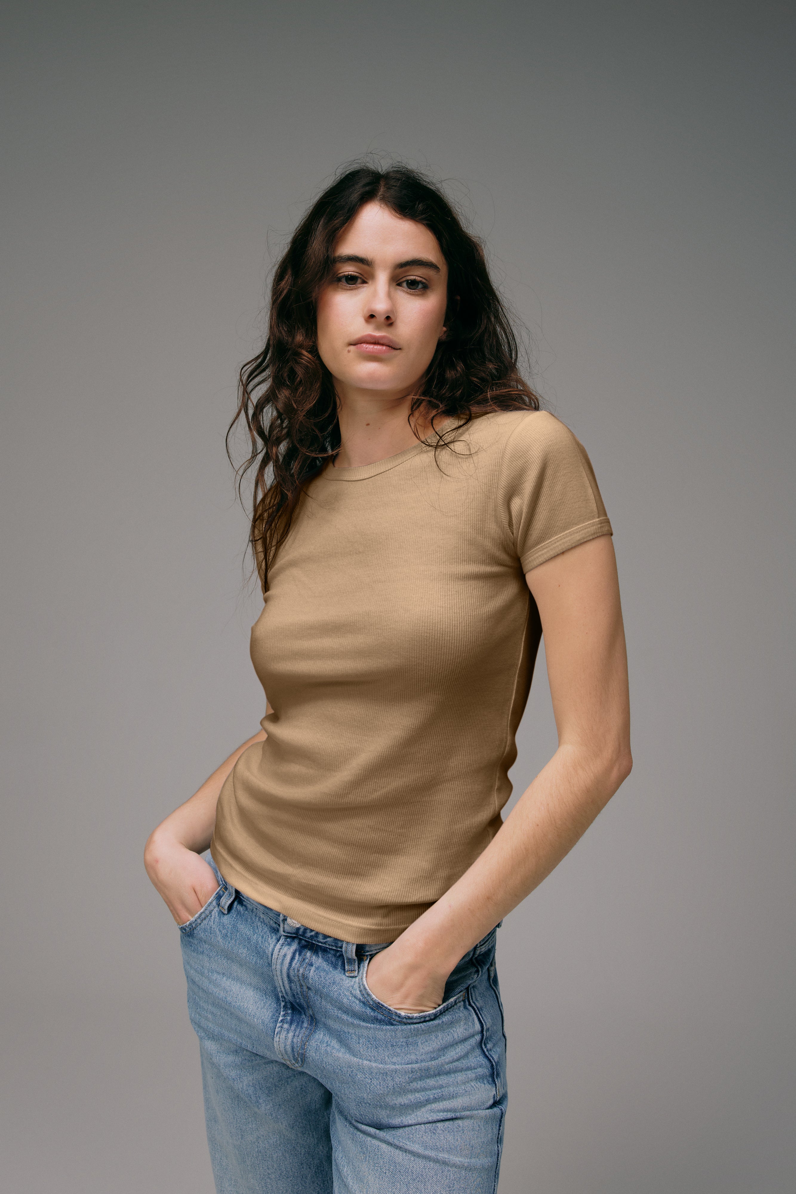 Maillot de Corps Femme Beige Kraft en coton Pima