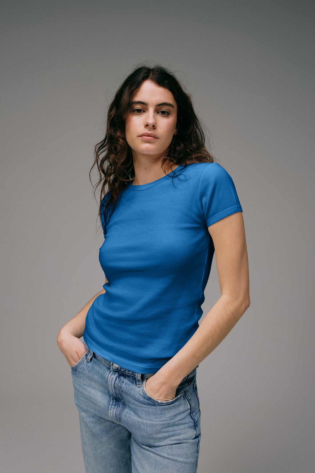Maillot de Corps Femme bleu en coton Made in France