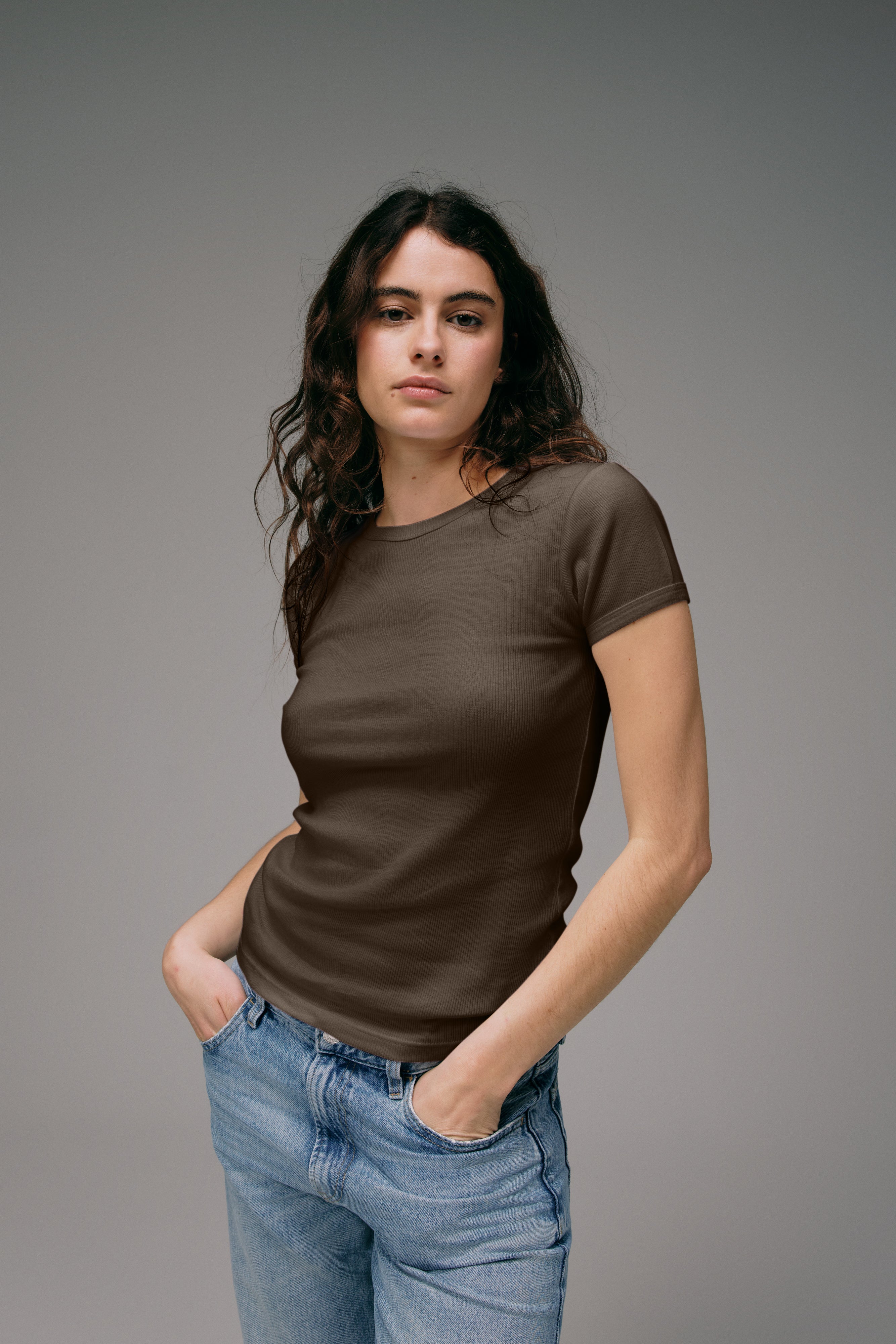 Maillot de Corps Femme Marron Made in France en coton