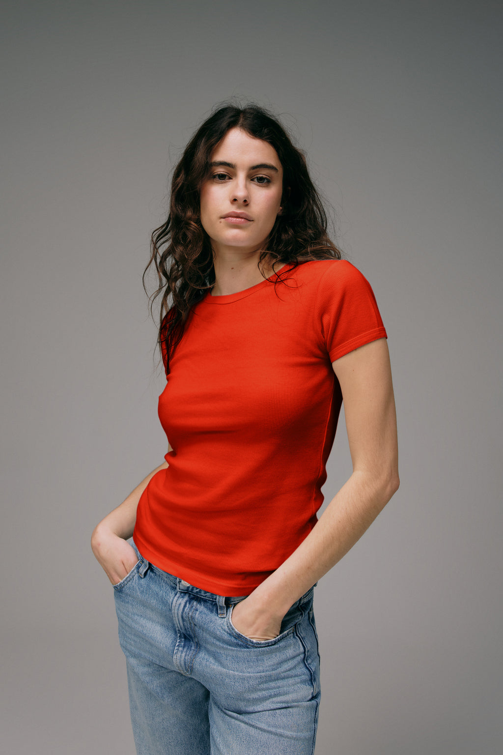 Maillot de Corps Femme Orange en coton Pima