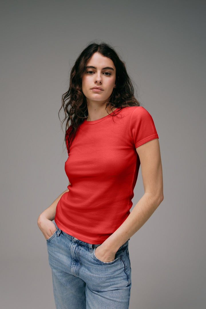 Maillot de Corps Femme Orange en coton Pima