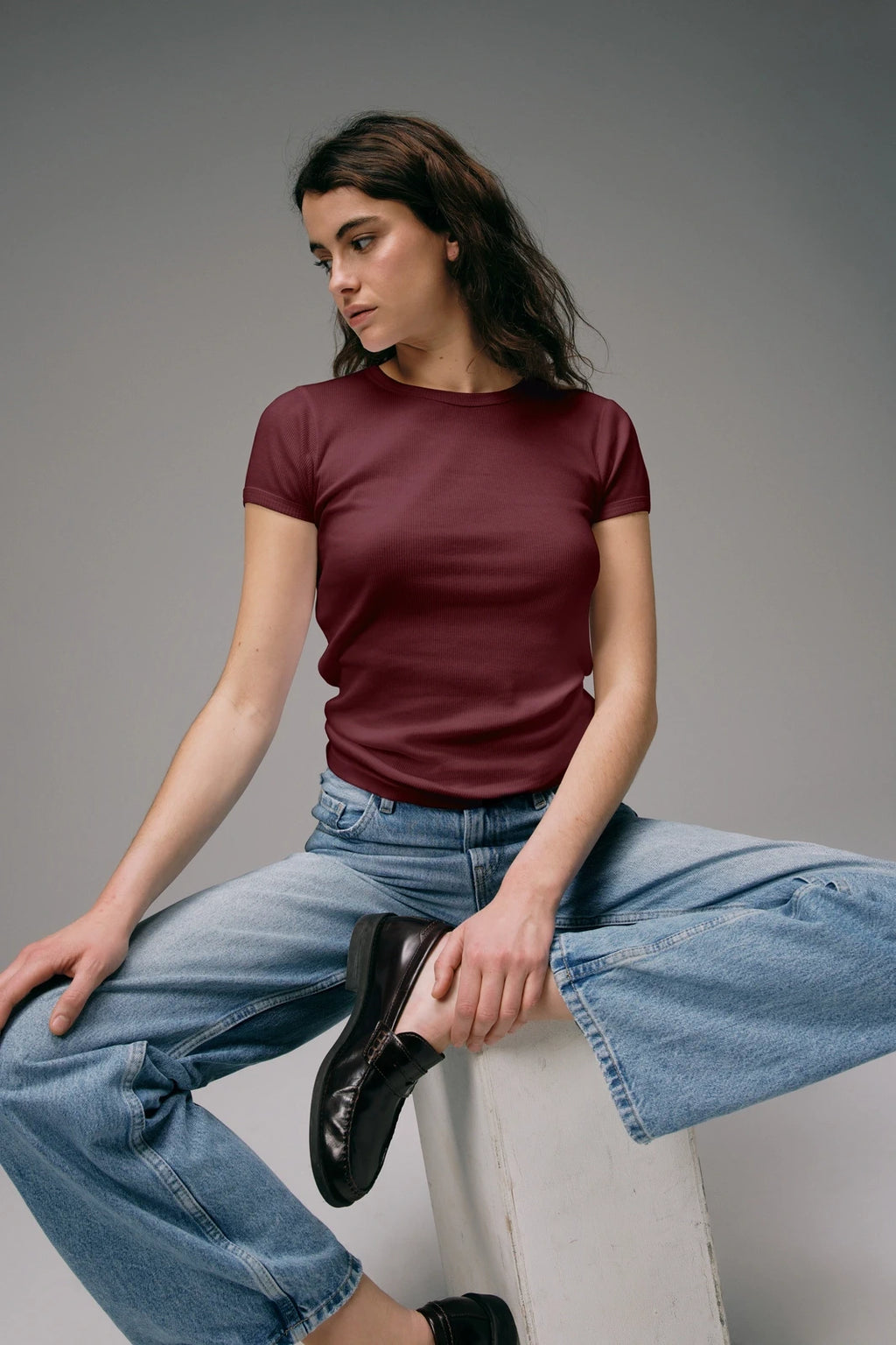 Maillot de Corps Femme Bordeaux en coton