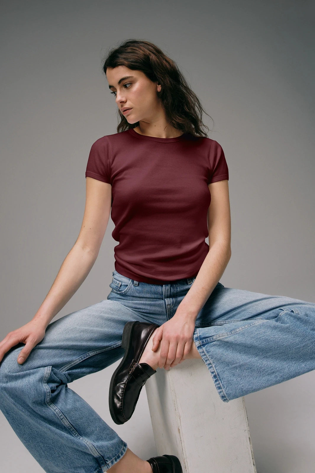Maillot de Corps Femme Bordeaux en coton