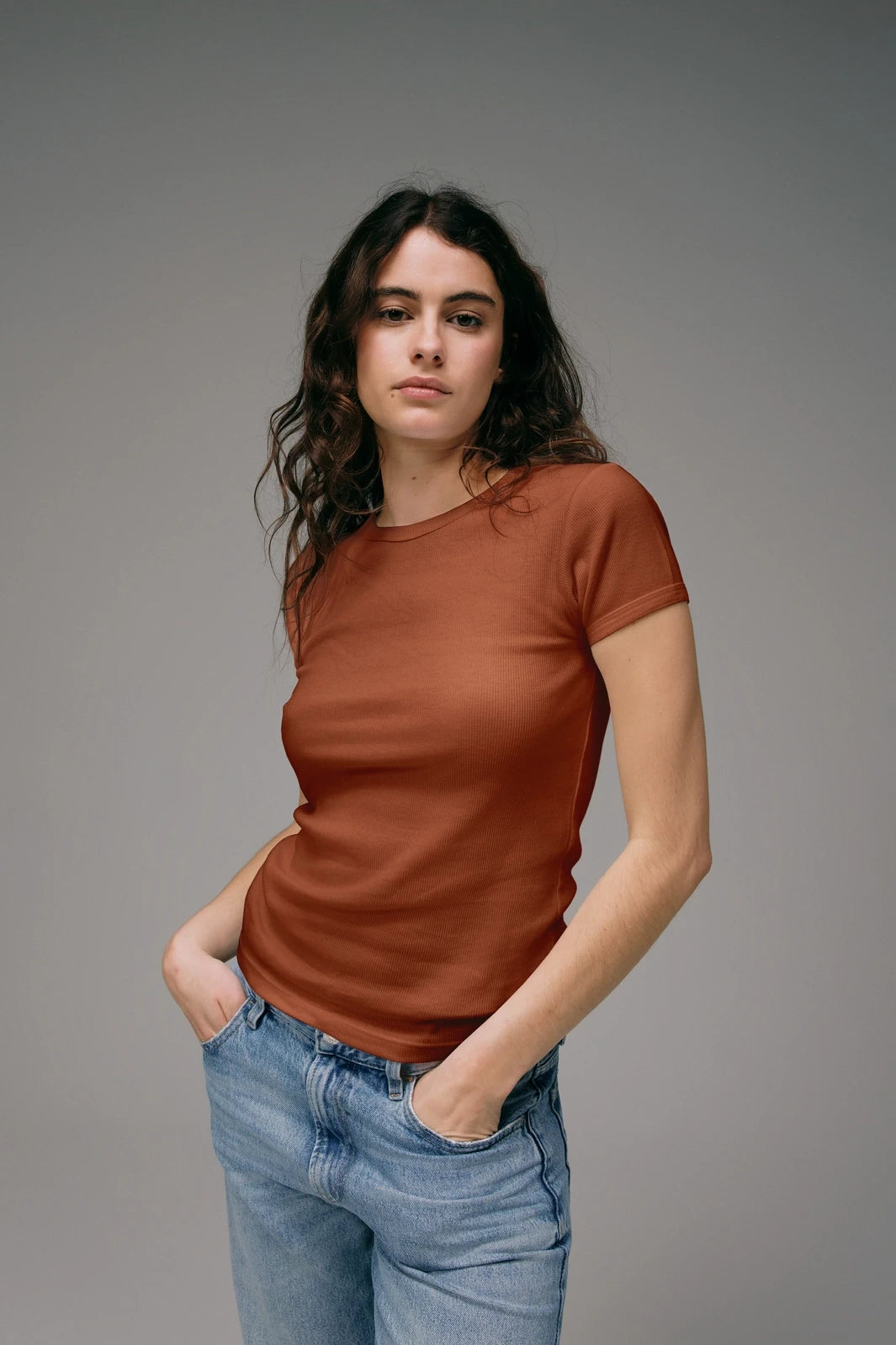 tricot de peau marron pour femmes en coton