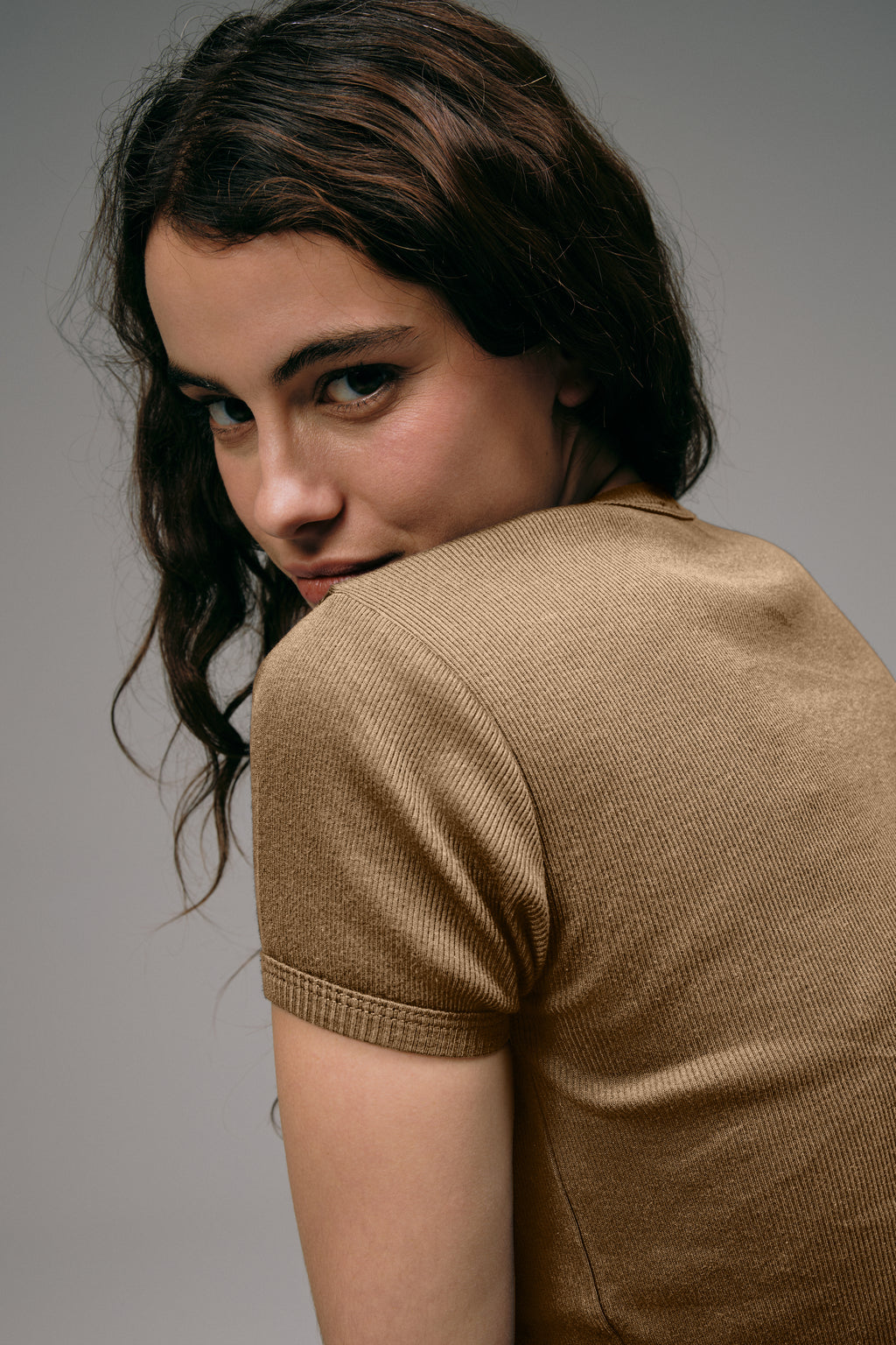 Maillot de Corps Femme Beige Kraft en coton cotelé