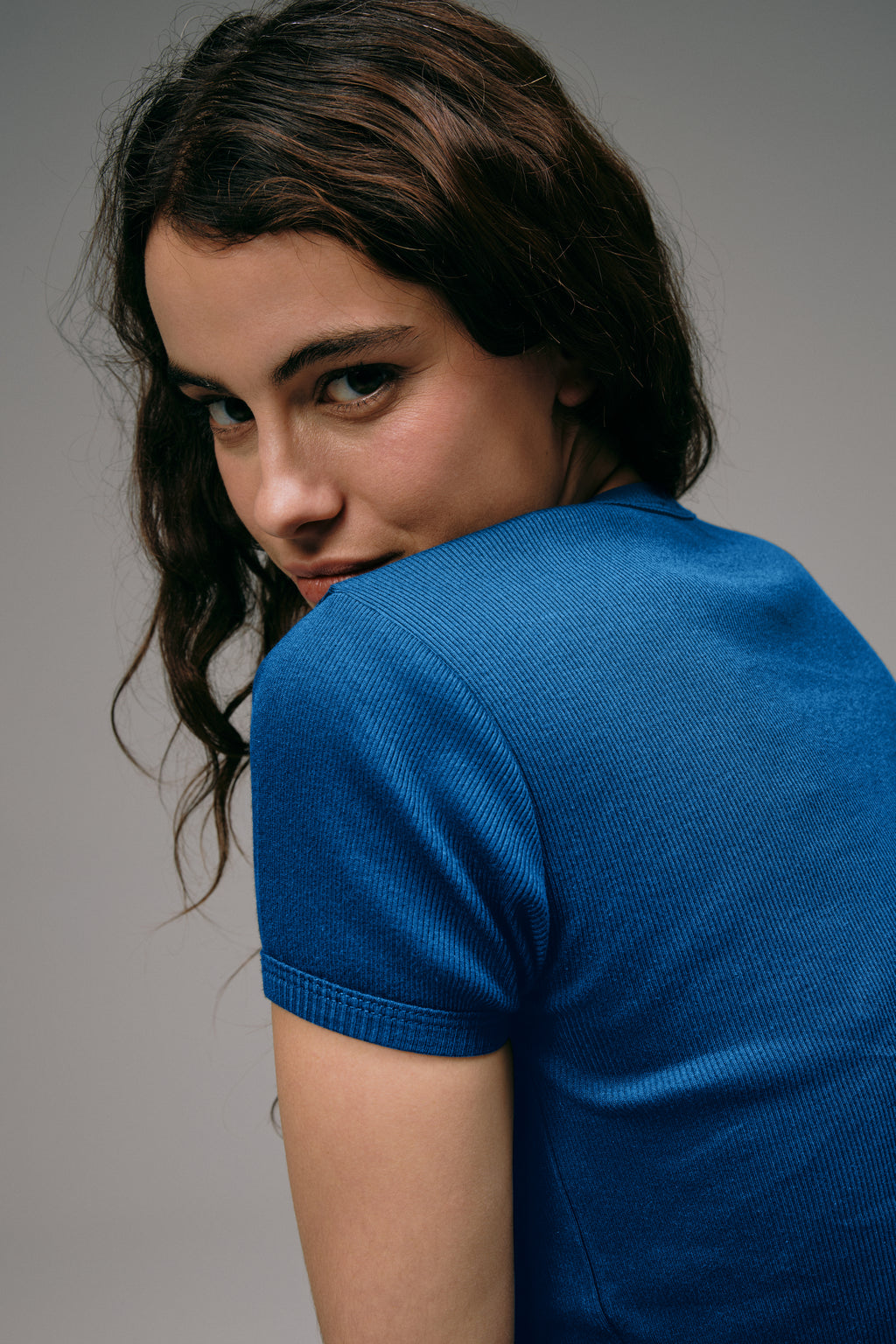Dos Maillot de Corps Femme bleu en coton Made in France