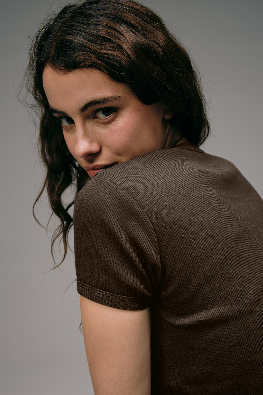 Maillot de Corps Femme Marron en coton cotelé