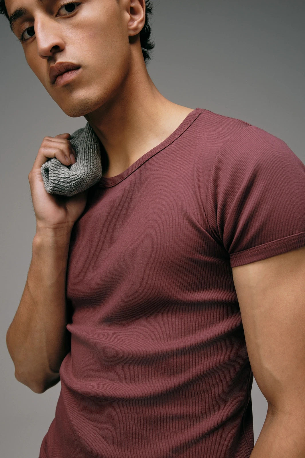 Maillot de Corps Homme Bordeaux en coton Manches Courtes