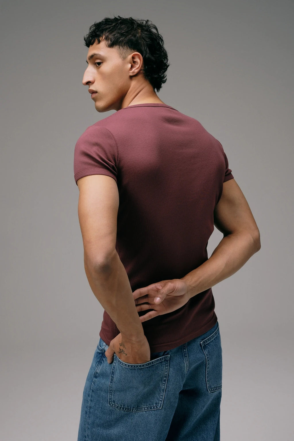 Dos Maillot de Corps Homme Bordeaux en coton