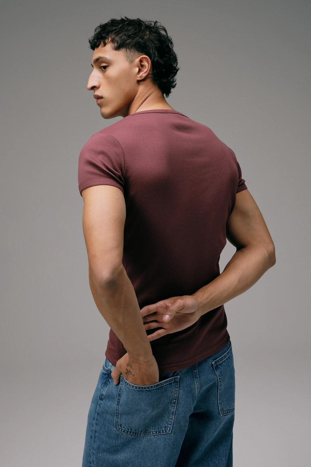 Dos Maillot de Corps Homme Bordeaux en coton