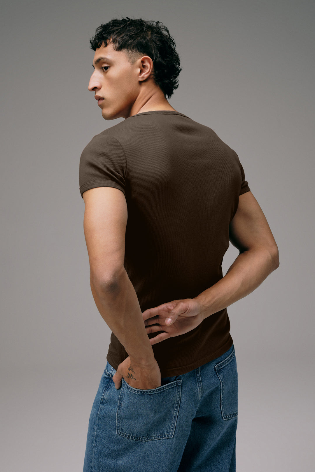 Dos Maillot de Corps Homme Marron en coton Pima