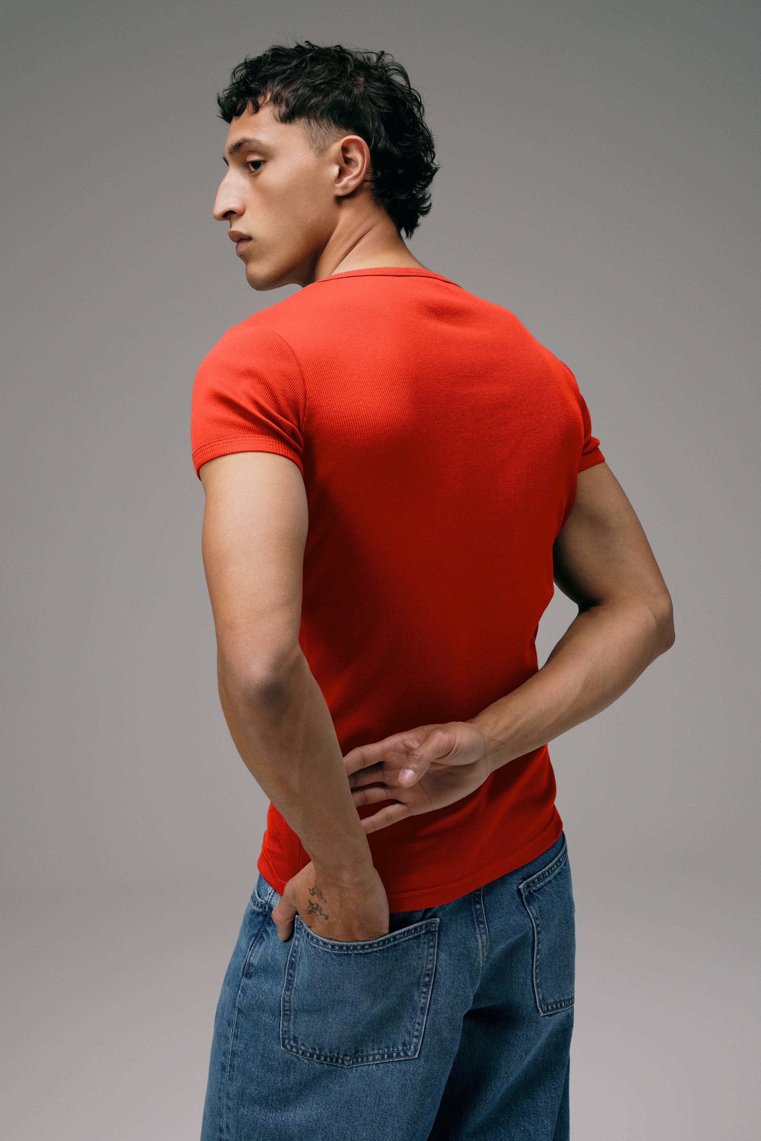 Maillot de Corps Homme Orange en coton côtelé