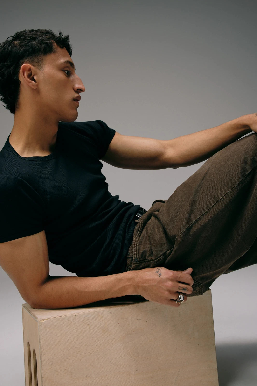 Maillot de Corps Homme Noir en coton côtelé
