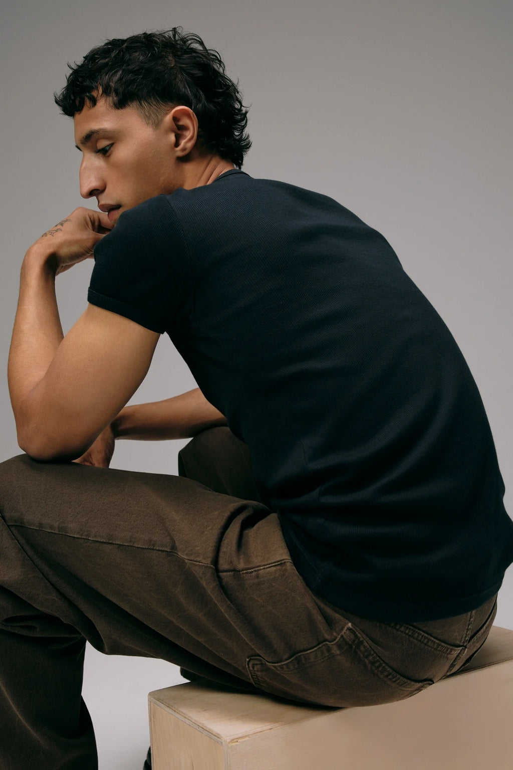 Dos Maillot de Corps Homme Noir en coton