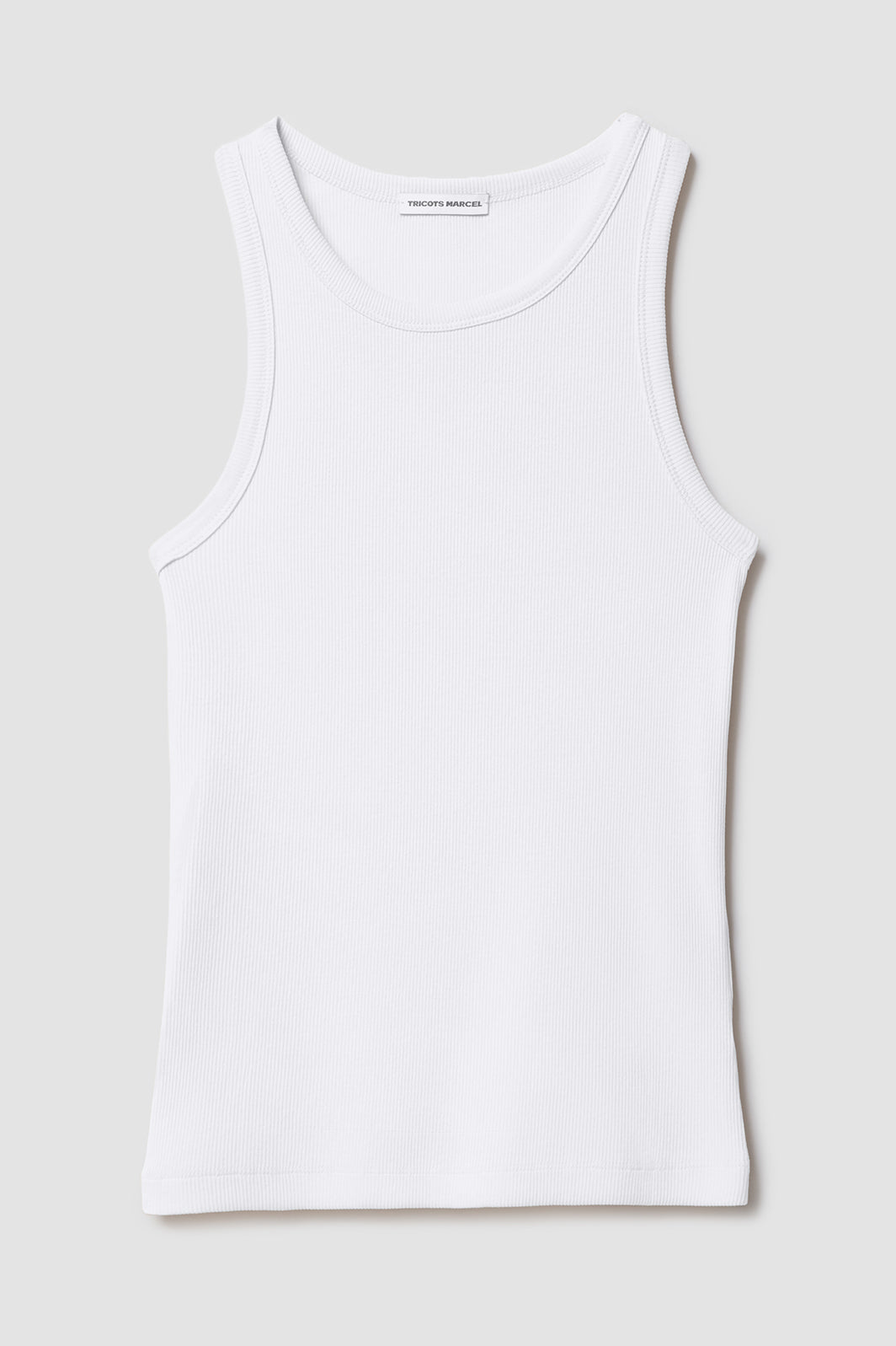Débardeur Femme Top Marcel Blanc en coton extensible côtelé