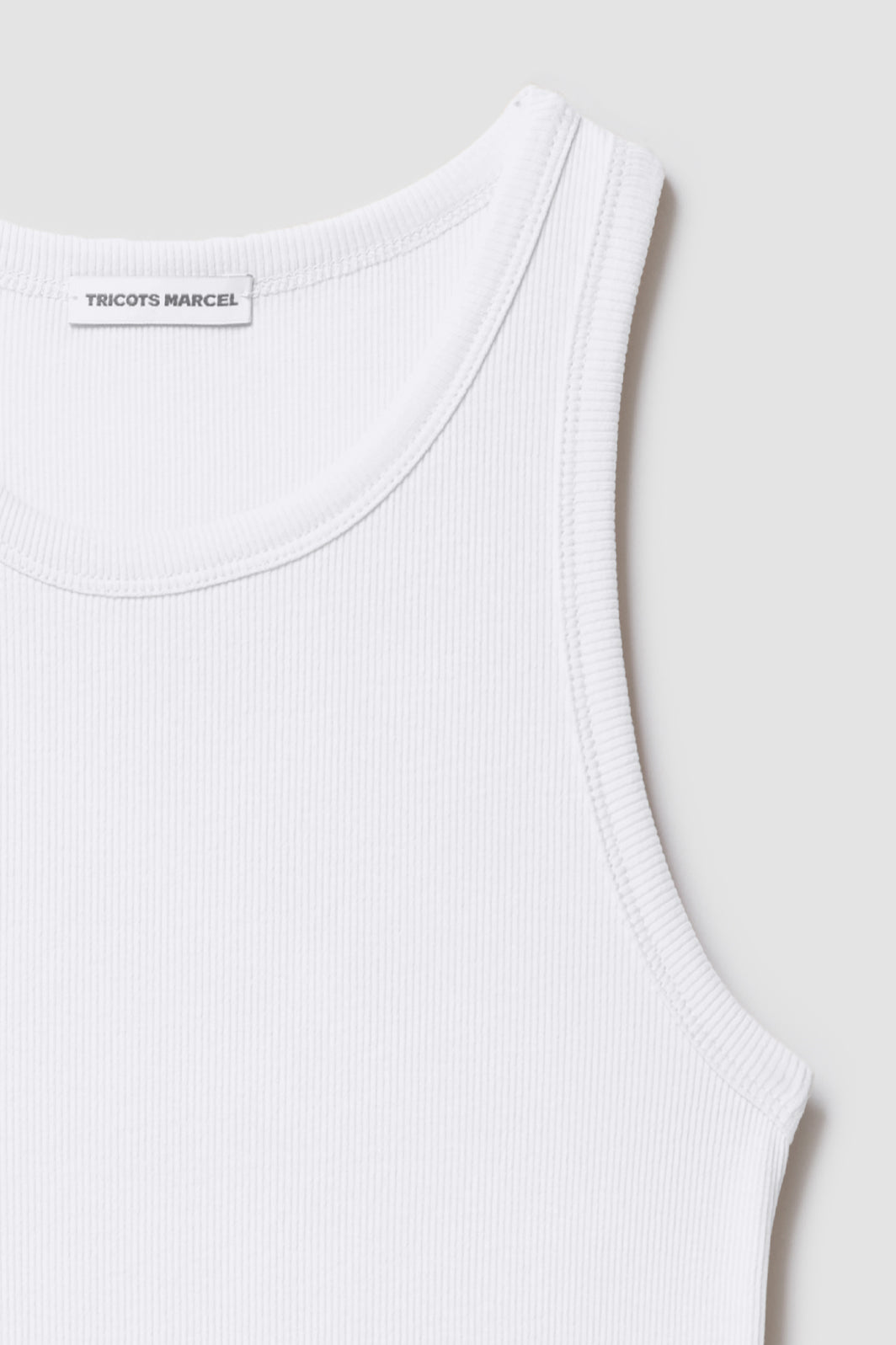 Débardeur Femme Top Marcel Blanc en coton extensible côtelé