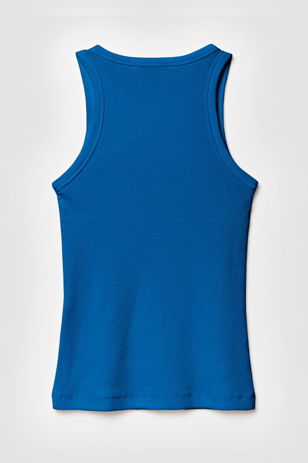 Débardeur Femme Bleu en Coton Pima Elasthanne Côtelé