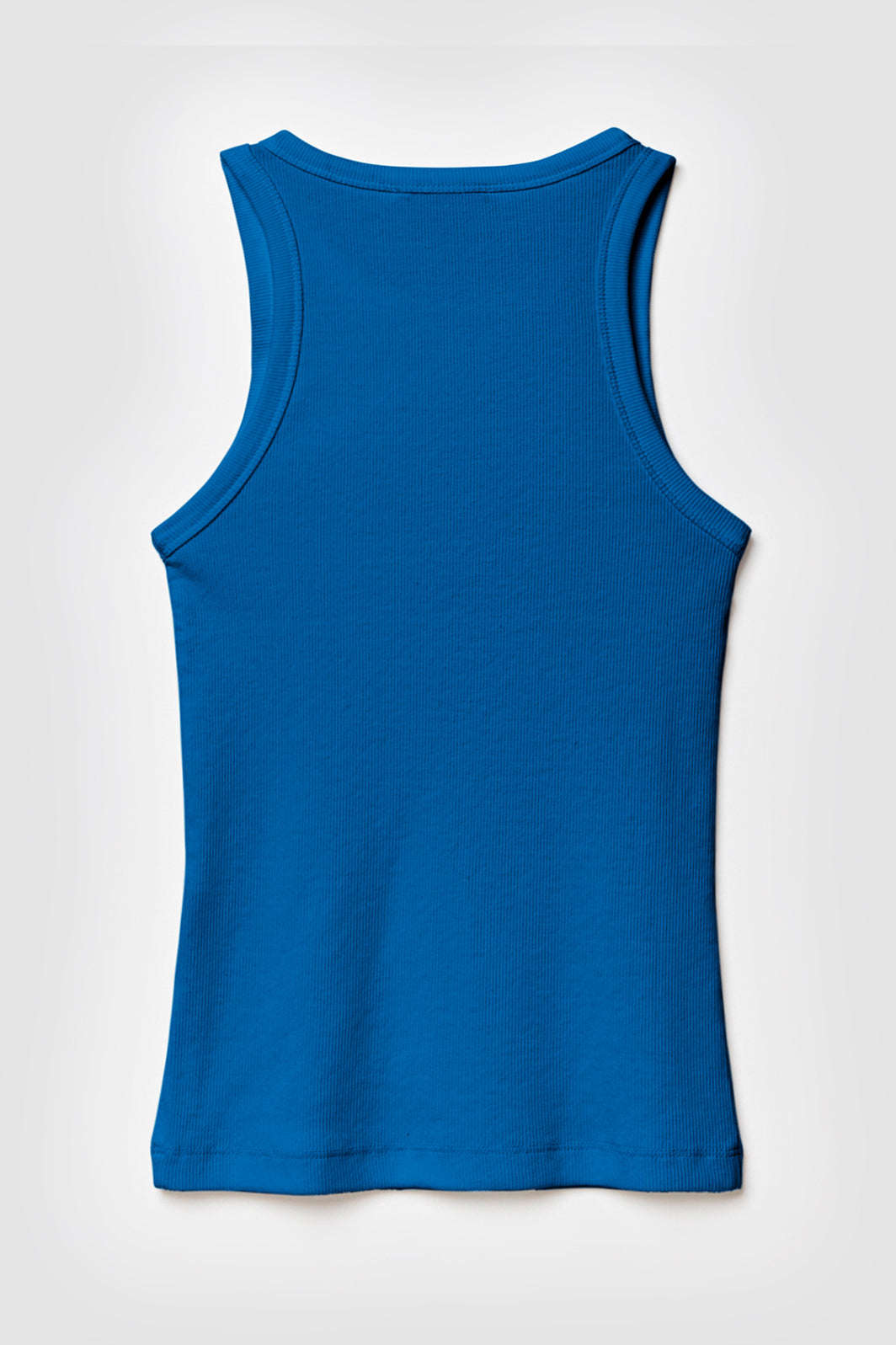 Débardeur Femme Bleu en Coton Pima Elasthanne Côtelé