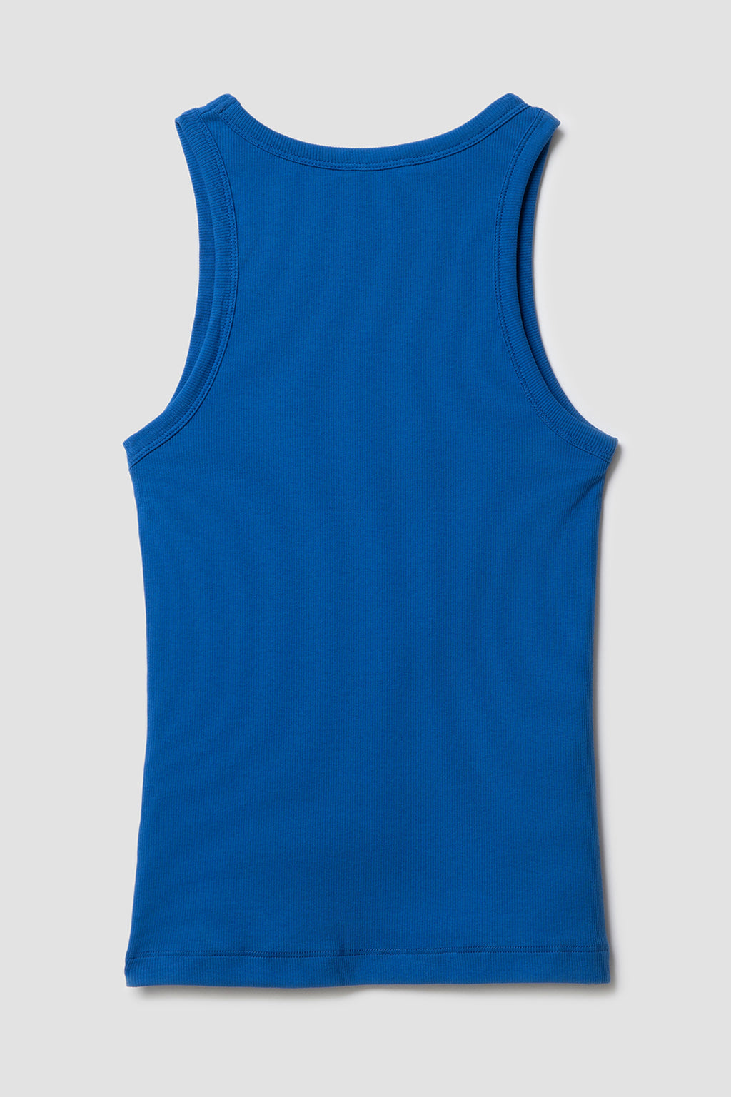 Dos Débardeur Femme Top Marcel Bleu en coton extensible côtelé