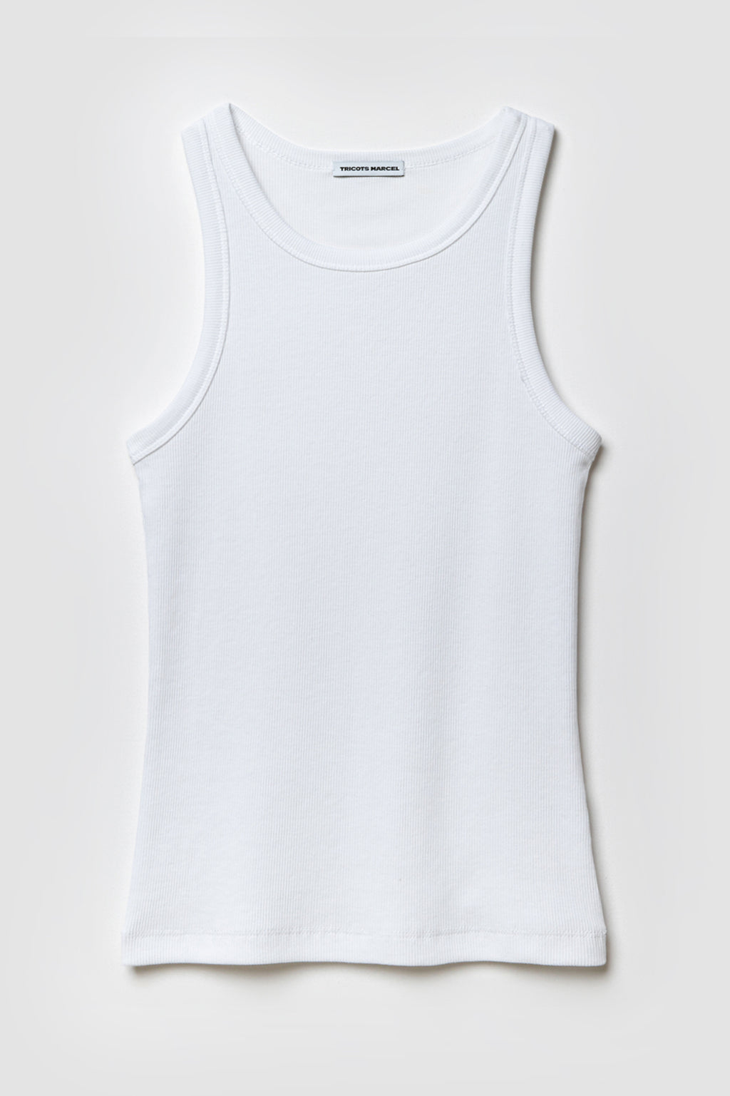 Débardeur Femme Top Marcel Blanc en coton extensible côtelé