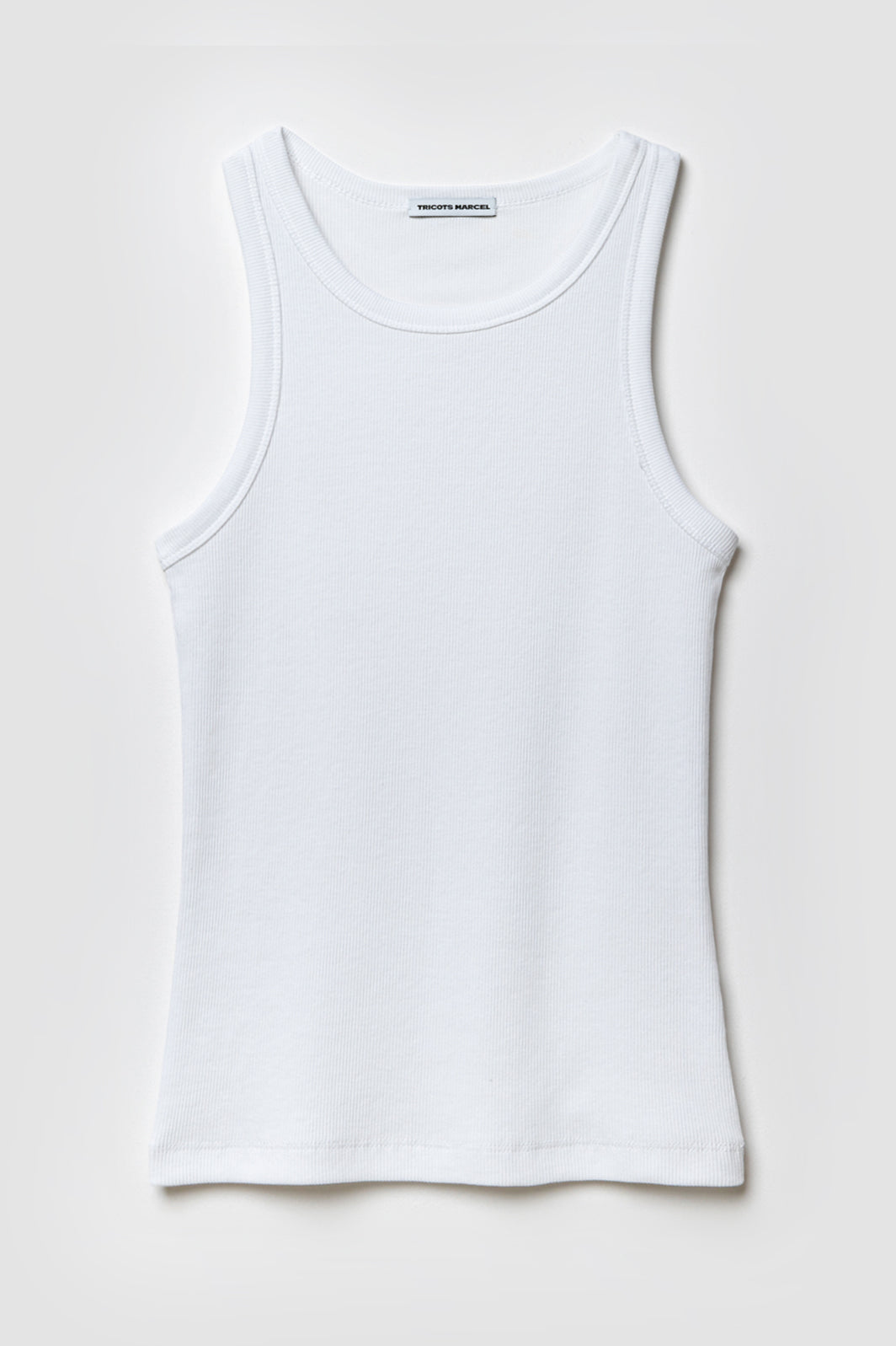 Débardeur Femme Top Marcel Blanc en coton extensible côtelé