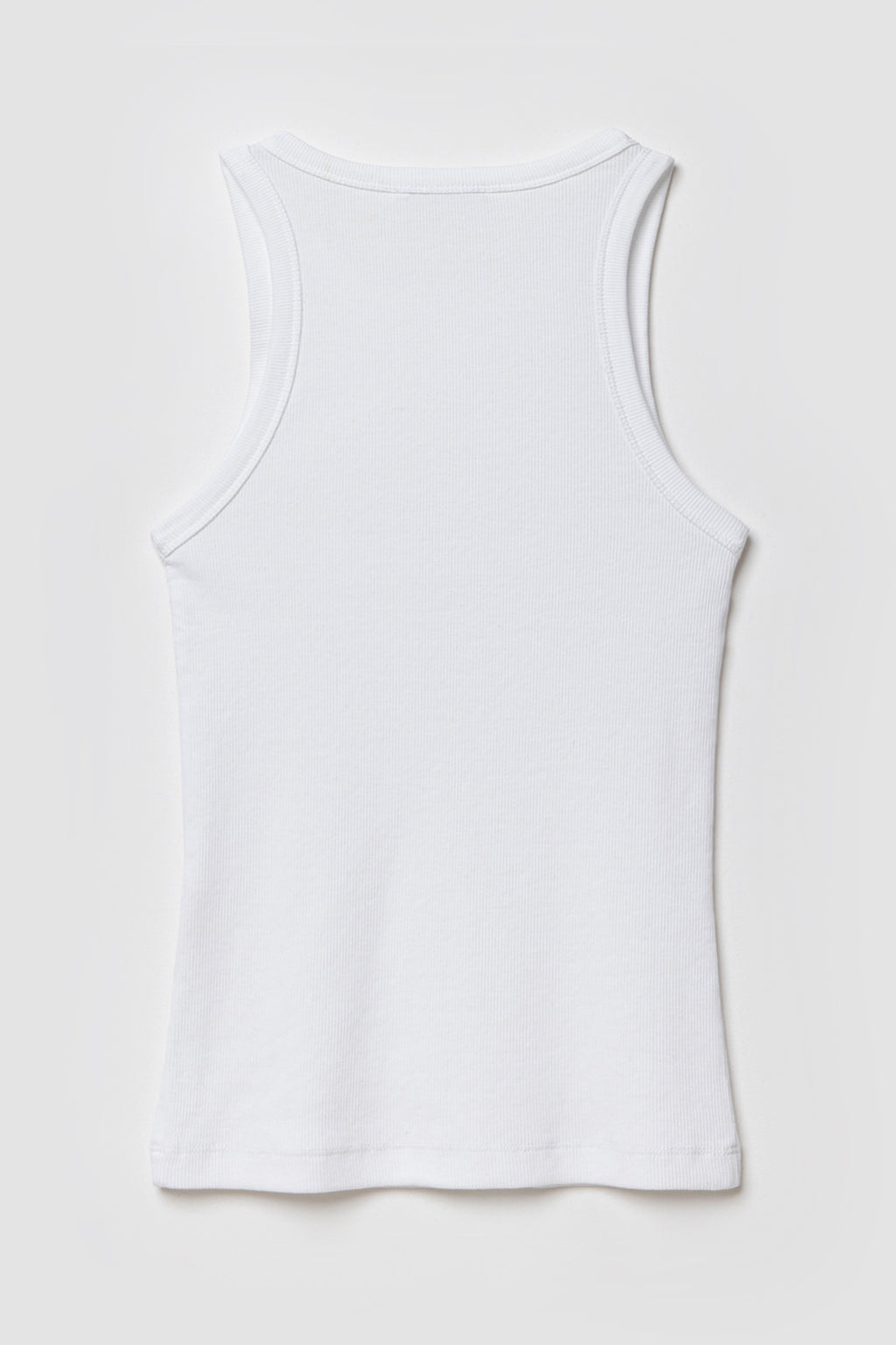 Dos Débardeur Femme Top Marcel Blanc en coton extensible côtelé