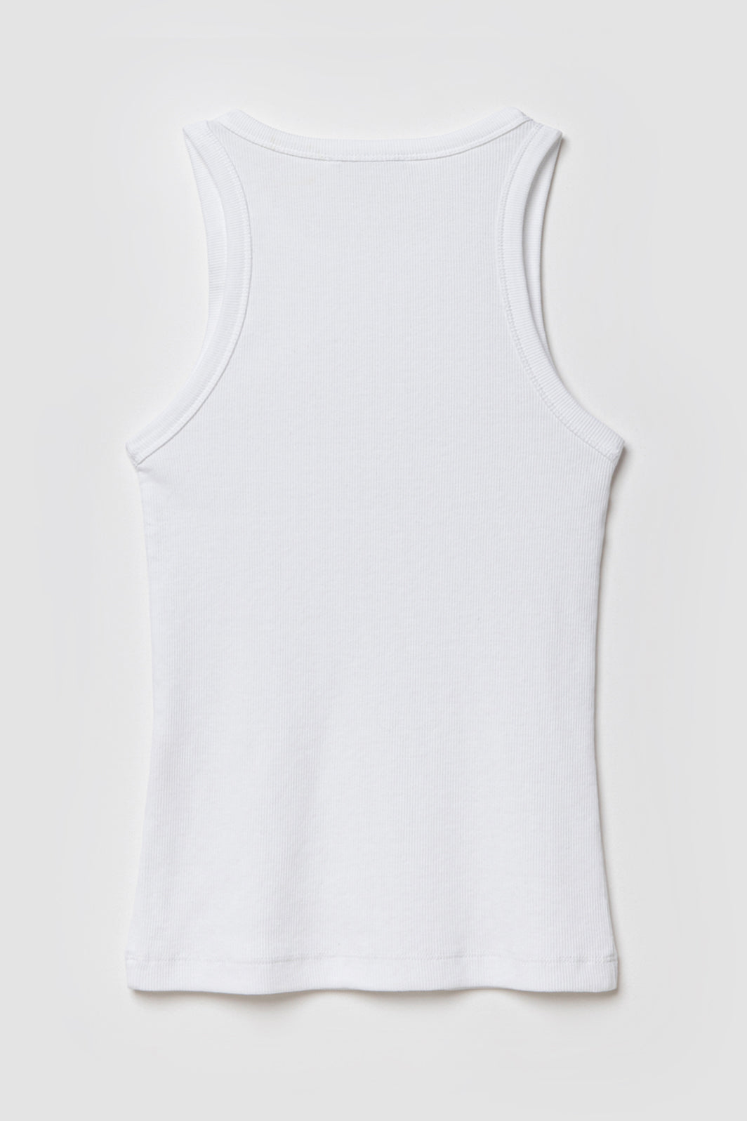 Dos Débardeur Femme Top Marcel Blanc en coton extensible côtelé