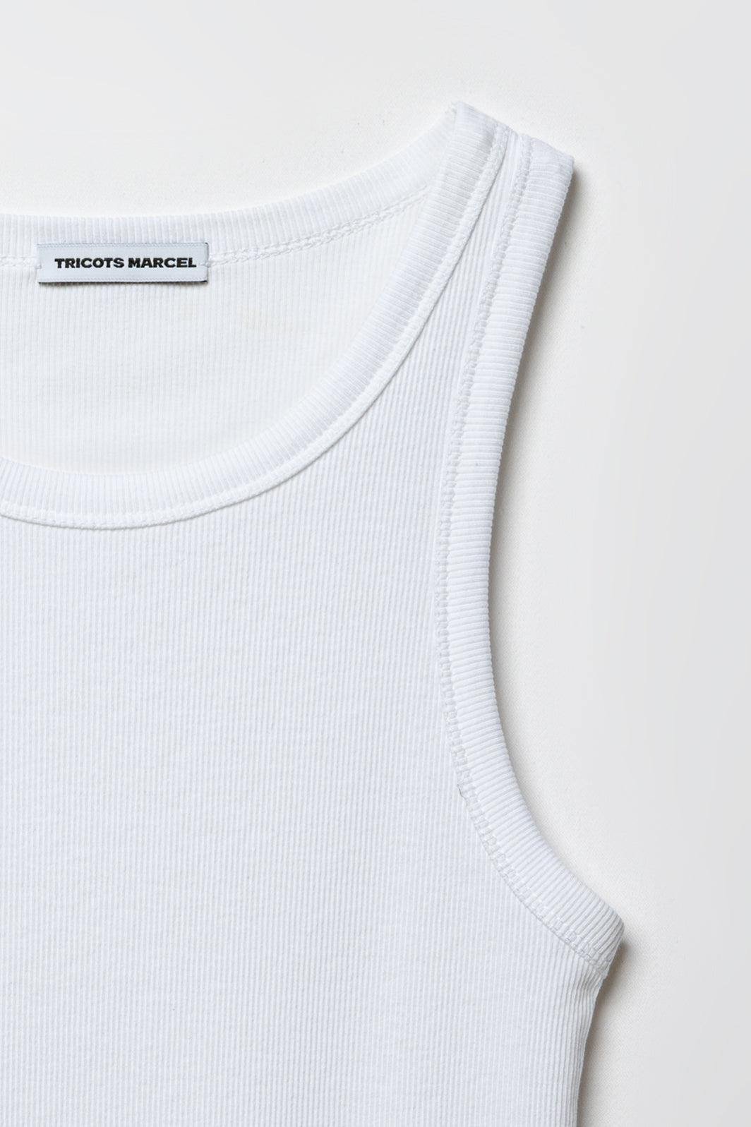 Débardeur Femme Top Marcel Blanc en coton extensible côtelé